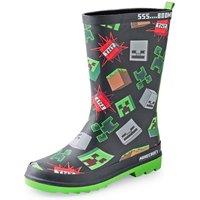 Minecraft Boy's Creeper TNT Block Elements Kids Black Welly | Size: 13