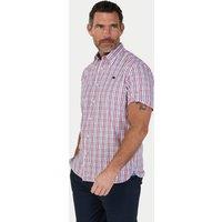 Raging Bull Men's Short Sleeve Large Check Cotton Poplin Shirt in Pink