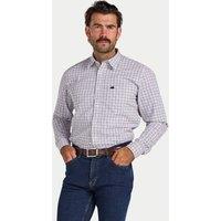 Raging Bull Men's Long Sleeve Tattershall Brushed Cotton Shirt in Purple | Size: 4XL