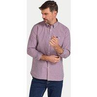 Raging Bull Men's Long Sleeve Graph Check Poplin Cotton Shirt in Red | Size: Large