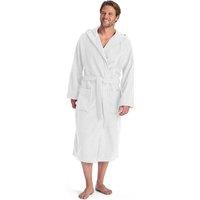 CHRISTY Men's 'Brixton' 100% Cotton Textured Hooded Bath Robe in White | Size: Large