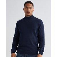 Alse Studio Men's Turtleneck Jumper 100% Cotton Premium Quality in Navy | Size: Large