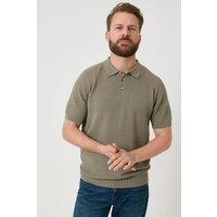 Saltwell Men's Textured Knit Short Sleeve Polo Shirt in Pale Green | Size: Large