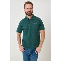 Saltwell Men's Popcorn Stripe Short Sleeve Cotton Polo Shirt in Bottle Green | Size: XL
