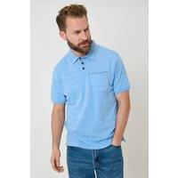 Saltwell Men's Popcorn Stripe Short Sleeve Cotton Polo Shirt in Blue | Size: Medium