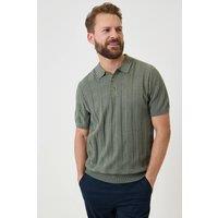 Saltwell Men's Ribbed Short Sleeve Cotton Polo Shirt in Mint | Size: XL