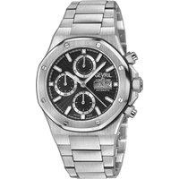 Gevril Men's Kingsgate Chronograph Black Dial, Stainless Steel Satin Bracelet in Silver