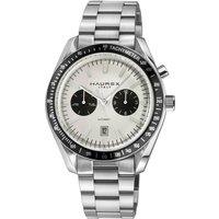 Haurex Italy Men's Missione 316L Stainless Steel Case Black Bezel White Dial Watch in Silver