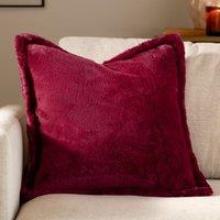Furn Kallu Reversible Faux Fur Cushion in Red | Size: 45 cm x 45 cm
