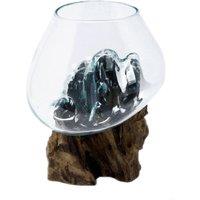 Serenityy Molten Glass on Wood - Large Hand-Blown Bowl in Brown