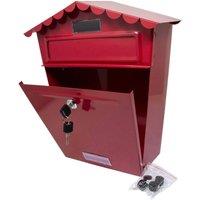 BARGAINS-GALORE Steel Red Post Box Large Mailbox Wall Mounted Parcel Letter Storage