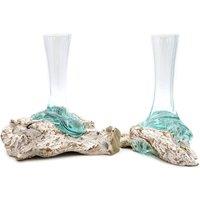 Serenityy Molten Glass on Whitewash Wood Vase - Medium in White