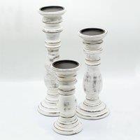 Serenityy Classic Mango Wood Candle Stand - Whitewash Small in White