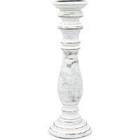 Serenityy Classic Mango Wood Candle Stand - Whitewash - Large in White