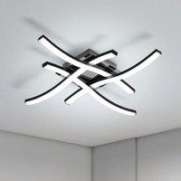 COMELY 24W Modern Ceiling Lights with 4 Curved Lamps, Cold White Light 6500K in Black