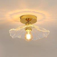 Goeco Ceiling Light for Hallway E27 Flower Shape Ceiling Light Crystal Glass in Gold