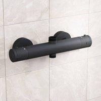 Nes Home Modern Matte Black Round Exposed Thermostatic Shower Mixer Bar Valve