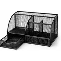 VOGREX Mesh Desk Tidy Pen Pot Holder Office Stationery Storage Organiser in Black