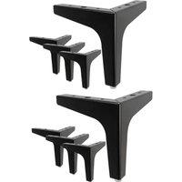 Nordara 8 Pack 10cm Black Metal Furniture Legs Heavy Duty Sofa Feet