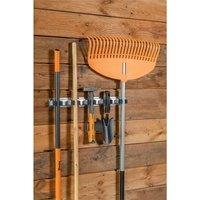 SPETLEK 5 Grip Wall Mount Tool Rail 50cm Heavy Duty Steel Garage in Metallic Silver