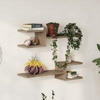 Decortie Fork' Modern Floating Shelf Set 18.2cm 2 Piece in Brown | Size: 1 Pack