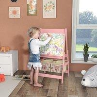AIYAPLAY Kids Easel with Paper Roll, 3 in 1 Art Easel Blackboard, Whiteboard in Pink