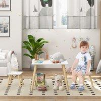 AIYAPLAY 3 Pieces Toddler Table & Chair Set for Nursery, Playroom, Classroom in White | Size: 60 cm x 60 cm