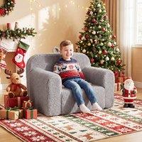CASART Kids Sofa Toddler Foam Couch w/ Soft Fleece Fabric Cover Reading Chair in Grey