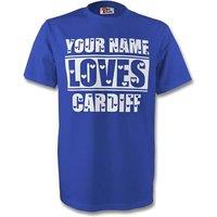 Cardiff City Men's Mens Your Name Loves Cardiff T-Shirt in Blue | Size: Small