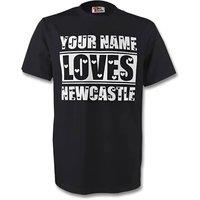 Newcastle United FC Men's Mens Your Name Loves Newcastle T-Shirt in Black | Size: XL