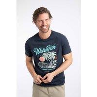 Weird Fish Men's Palm Island Front Print Graphic T-Shirt in Navy | Size: 3XL