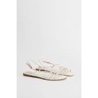 Oasis Women's Clara Faux Leather Strappy Open Toe Flat Sandals in White | Size: 5