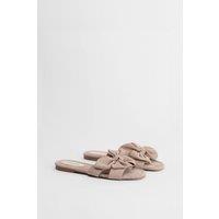 Oasis Women's Freya Faux Suede Bow Detail Sliders in Pink | Size: 7