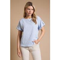 Dorothy Perkins Women's Textured Roll Sleeve Blouse in Blue | Size: 16