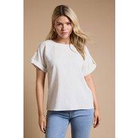 Dorothy Perkins Women's Textured Roll Sleeve Blouse in White | Size: 8