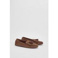 Faith Women's : Jemima Faux Suede Tassel Detail Loafers in Chocolate | Size: 6