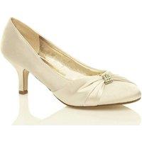 MyShoeStore Women's Women's Bridal Satin Heel Shoes in Ivory | Size: 3