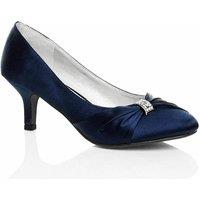 MyShoeStore Women's Women's Bridal Satin Heel Shoes in Navy | Size: 7
