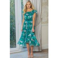 Klass. Women's Burnout Ruffle Dress in Green | Size: 18