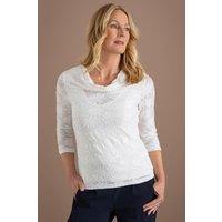 Anna Rose Women's Jacquard Top in White | Size: 2XL