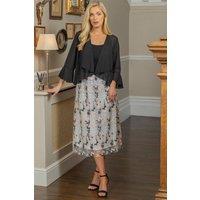 Klass. Women's Botanical Embroidered Mesh Pull On Skirt in White | Size: 2XL