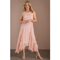 Anna Rose Women's Dip Hem Printed Midi Dress in Pink | Size: 10