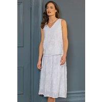 Klass. Women's Box Pleat Jacquard Cotton Blend Skirt in White | Size: 20
