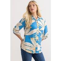 Klass. Women's Leaf Printed Blouse in Mid Blue | Size: 20