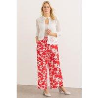 Klass. Women's Printed Wide Leg Trousers in Red | Size: 20