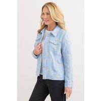 Anna Rose Women's Embroidered Shimmer Jacket in Blue | Size: 20