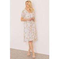 Klass. Women's Embellished Short Sleeve Dress in Ecru | Size: 2XL