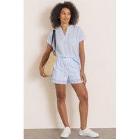 Klass. Women's Striped Pull On Shorts in Light Blue | Size: 10