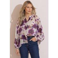 Klass. Women's Floral Printed Loose Fit Shirt in Ivory | Size: S/M