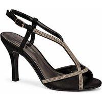 Anne Michelle Women's Diamante Strap Heeled Sandals with Slingback in True Black | Size: 6
